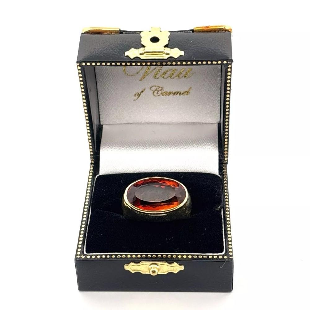 18K Yellow Gold  9.60 CT 10 Grams Madeira Citrine East-West Bezel Set Ring For Sale 6