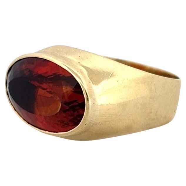 18K Yellow Gold  9.60 CT 10 Grams Madeira Citrine East-West Bezel Set Ring For Sale
