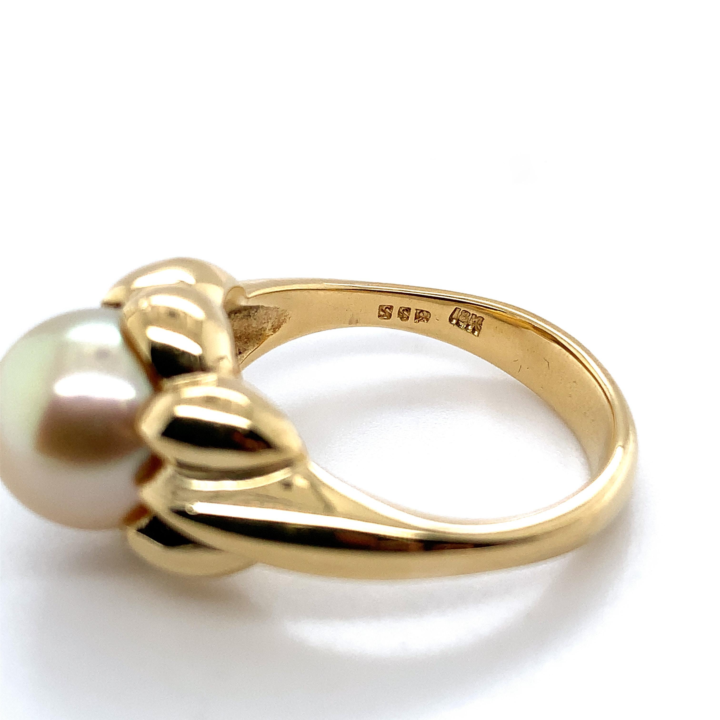 18K yellow gold 9.8mm light golden South Seas Pearl Ring For Sale 3
