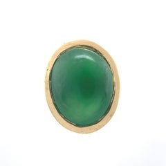 18K Yellow Gold A Grade Jadeite Jade Stud Earrings Bezel Set