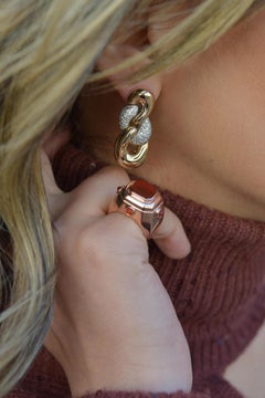 Bague chevalière unisexe en or jaune 18k à l'agate