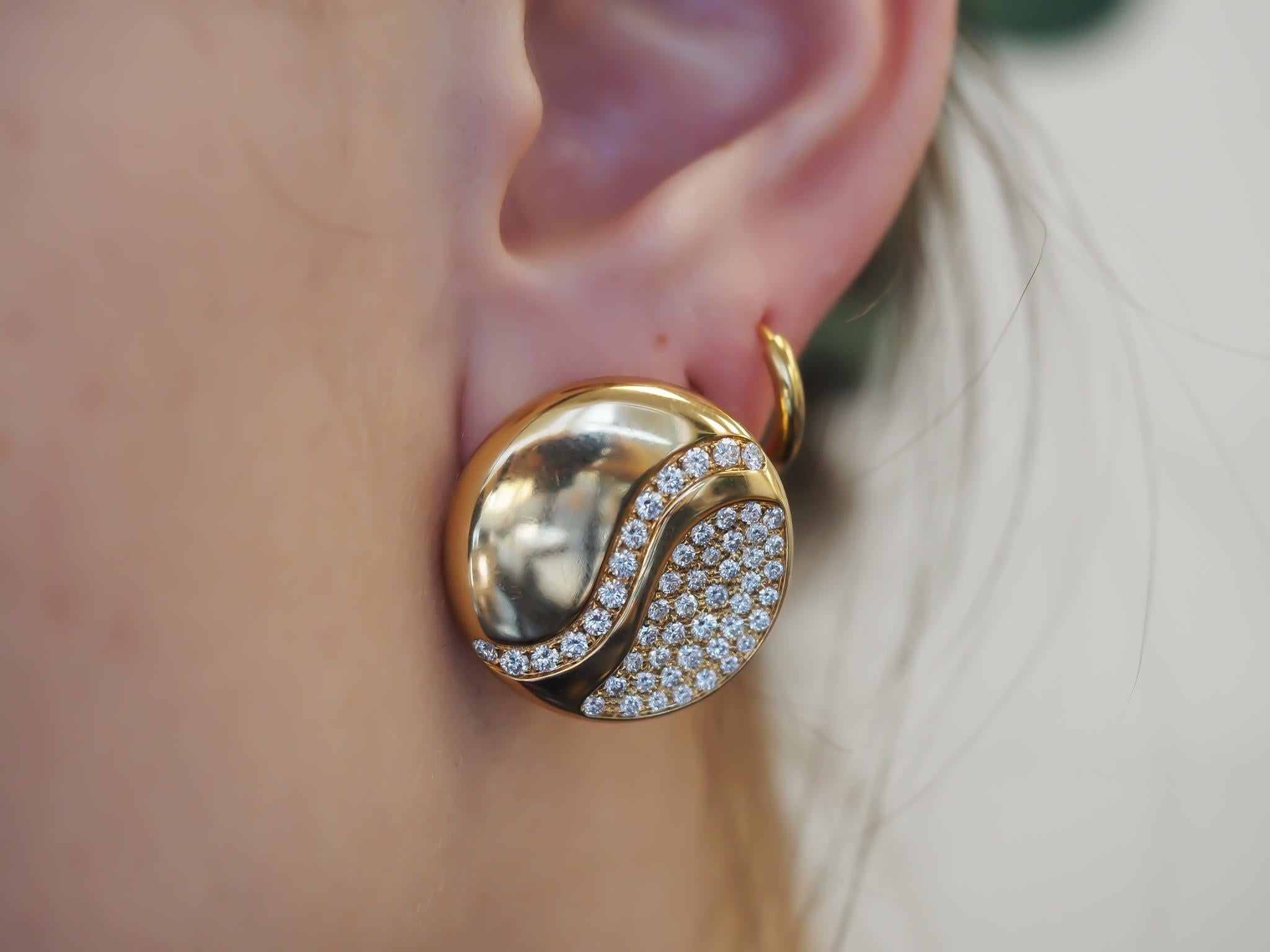 Women's 18K Yellow Gold Alberto Milani Via Brera Diamond Earrings For Sale