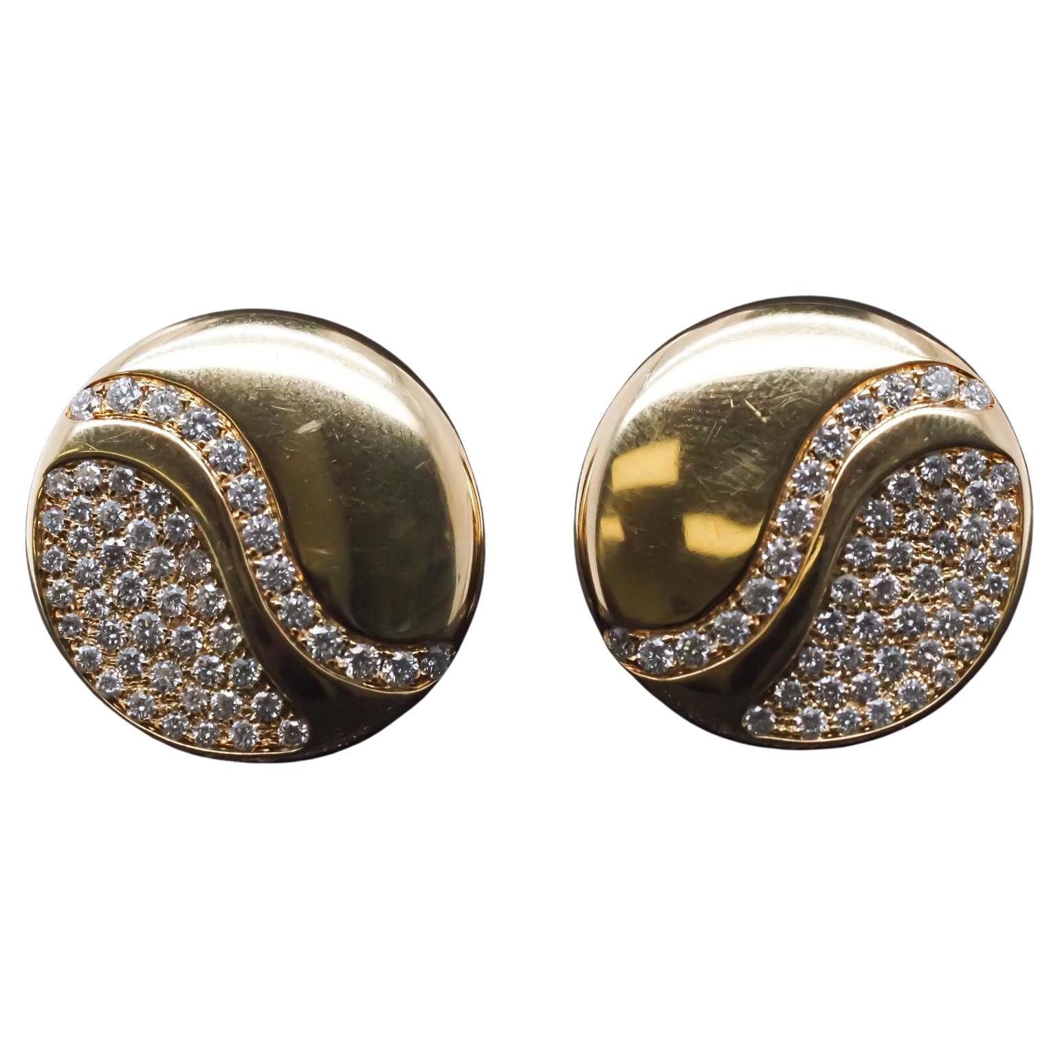 18K Yellow Gold Alberto Milani Via Brera Diamond Earrings For Sale