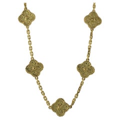 18K Yellow Gold 'Alhambra' Style Quatrefoil Ornament Necklace