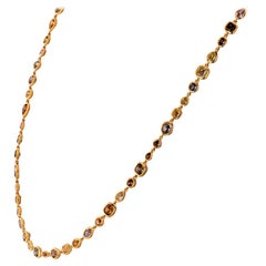 18 Karat Gold All Natural Multi-Color and white Diamonds by the Yard Necklace