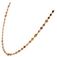 18 Karat Gold All Natural Multi-Color and White Diamonds by the Yard Necklace