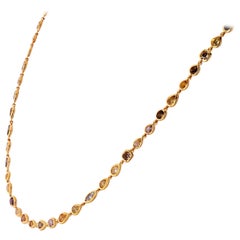 18k Yellow Gold All Natural Multicolor Fancy and White Diamonds by The Yard Neck