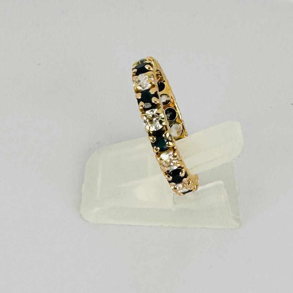 18k yellow gold alliance ring blue sapphires & brilliant cut diamonds total 1 ct 2