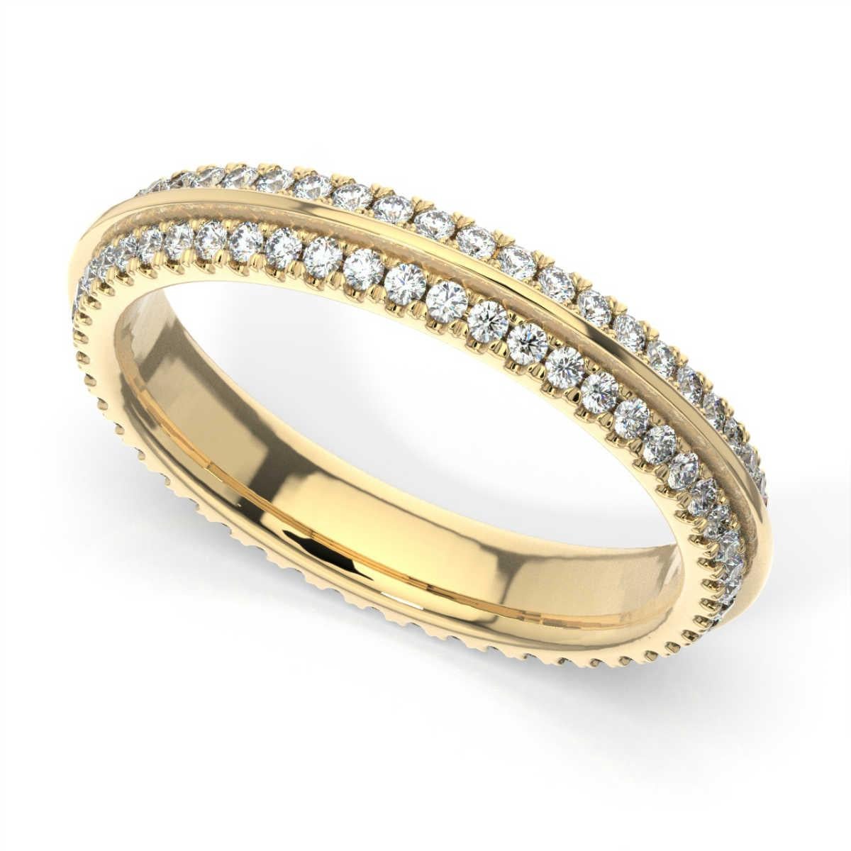 Taille ronde Bague d'éternité Allier en or jaune 18 carats avec diamants 1/2 carat Tw' en vente