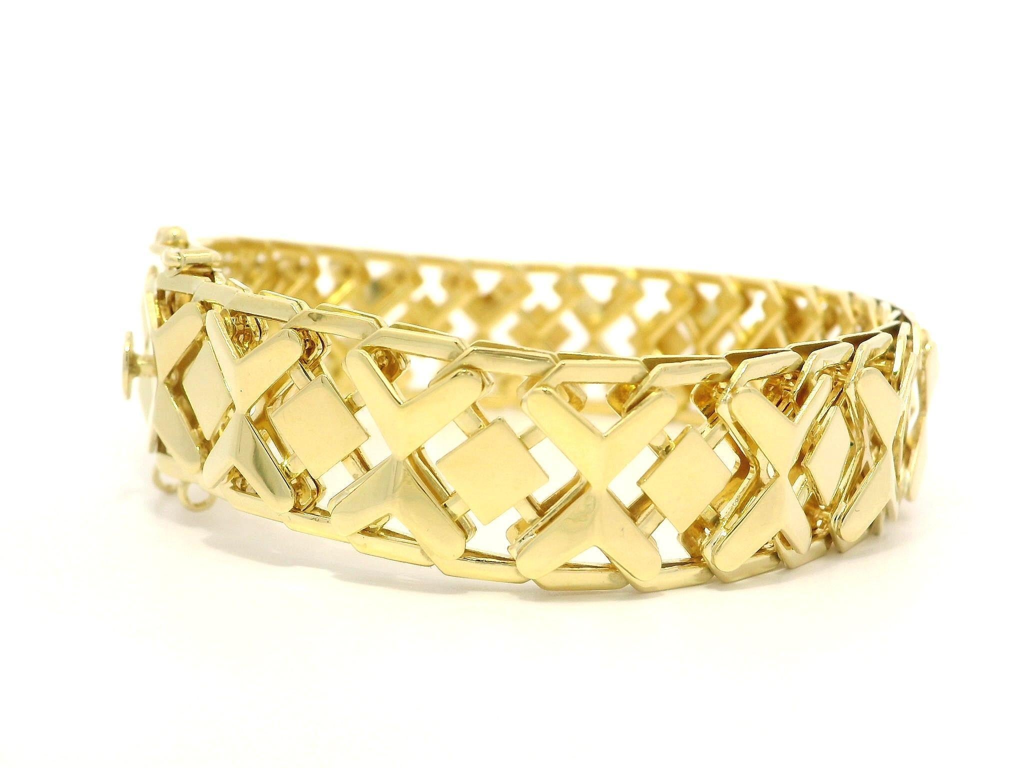 18k Yellow Gold Alternating Geometric Polished Open Work Link Bracelet For Sale 7