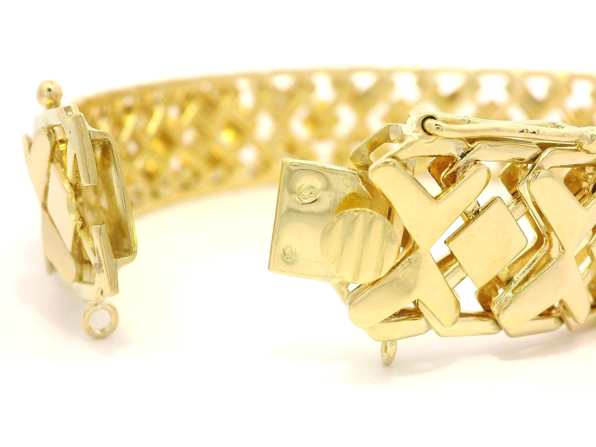 18k Yellow Gold Alternating Geometric Polished Open Work Link Bracelet For Sale 2