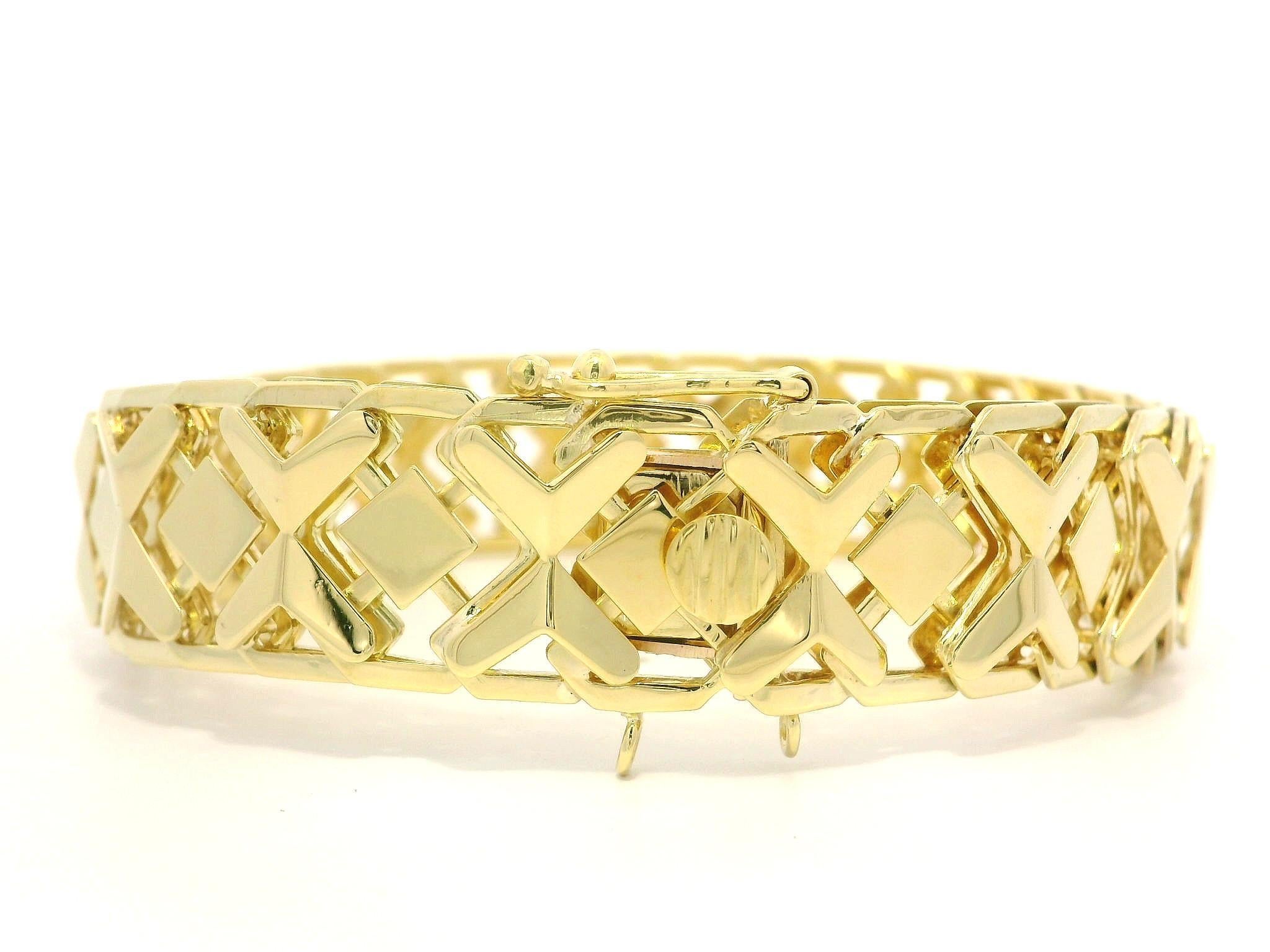 18k Yellow Gold Alternating Geometric Polished Open Work Link Bracelet For Sale 3