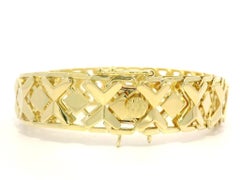18k Yellow Gold Alternating Geometric Polished Open Work Link Bracelet