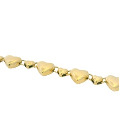 18K Yellow Gold Alternating Large and Small Heart Station Bracelet In Stock