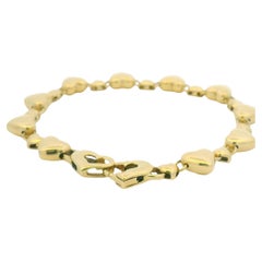 18K Yellow Gold Alternating Large and Small Heart Station Bracelet In Stock