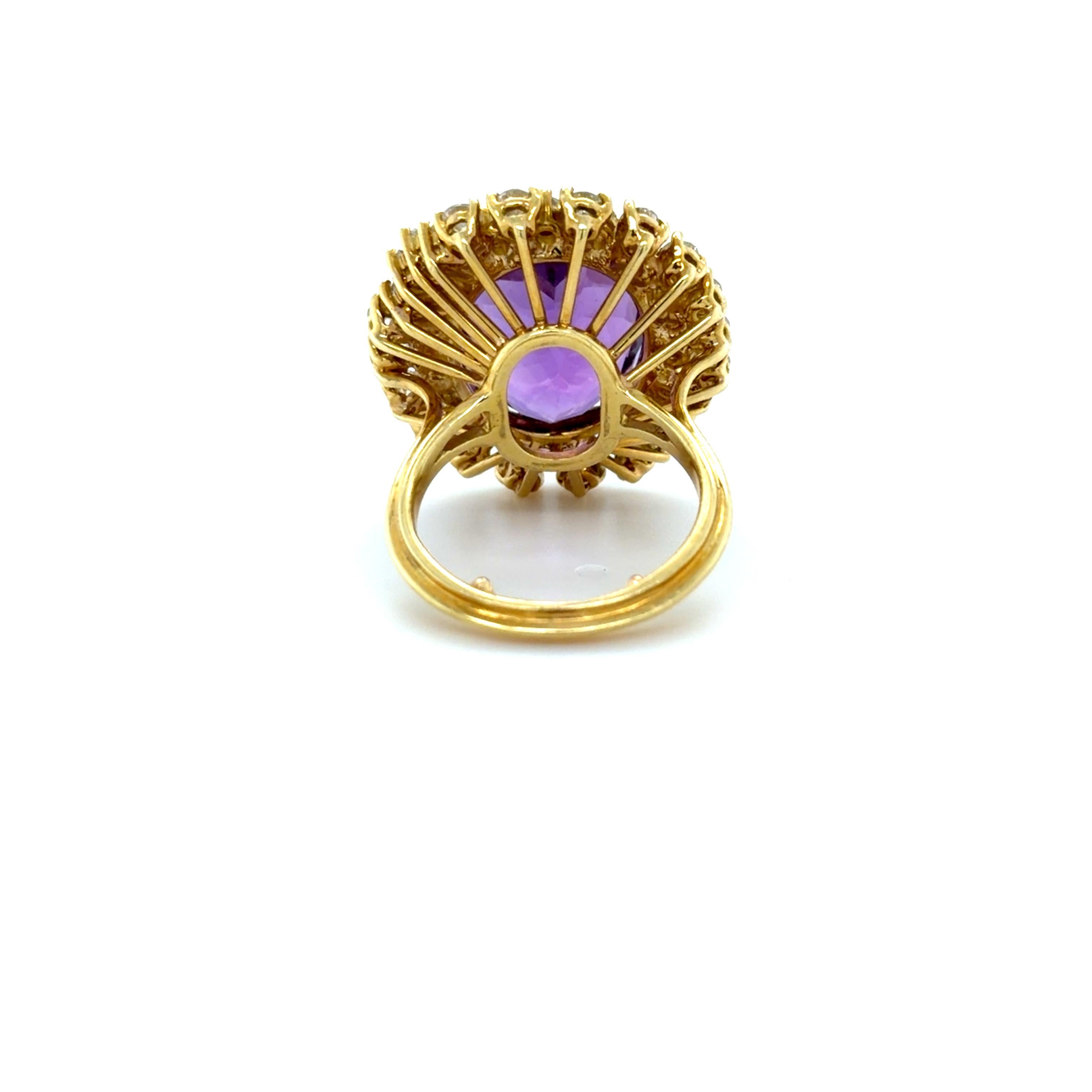 Cocktailring aus 18 Karat Gelbgold, Amethyst und Diamant im Angebot 2