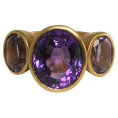 18K Yellow Gold Amethyst Custom-Made Ring