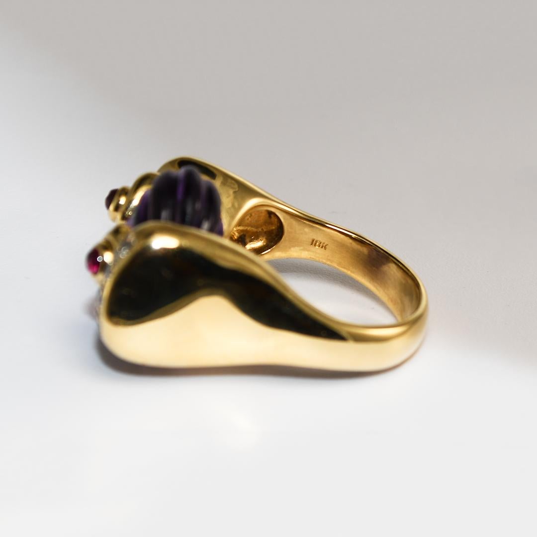 Bague en or jaune 18 carats, améthyste et diamants en vente 2