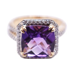 18k Yellow Gold Amethyst 
Diamond Ring