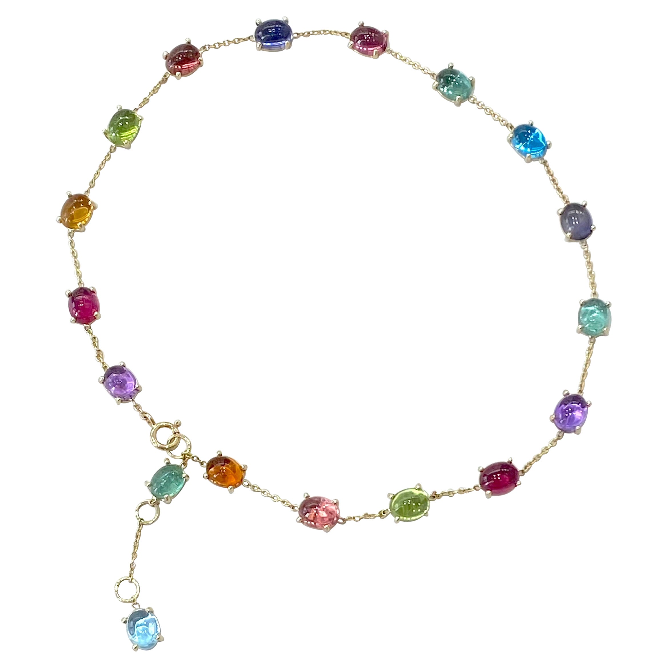 Collar de oro amarillo de 18 quilates con diseño de amatista granate citrino peridoto turmalina