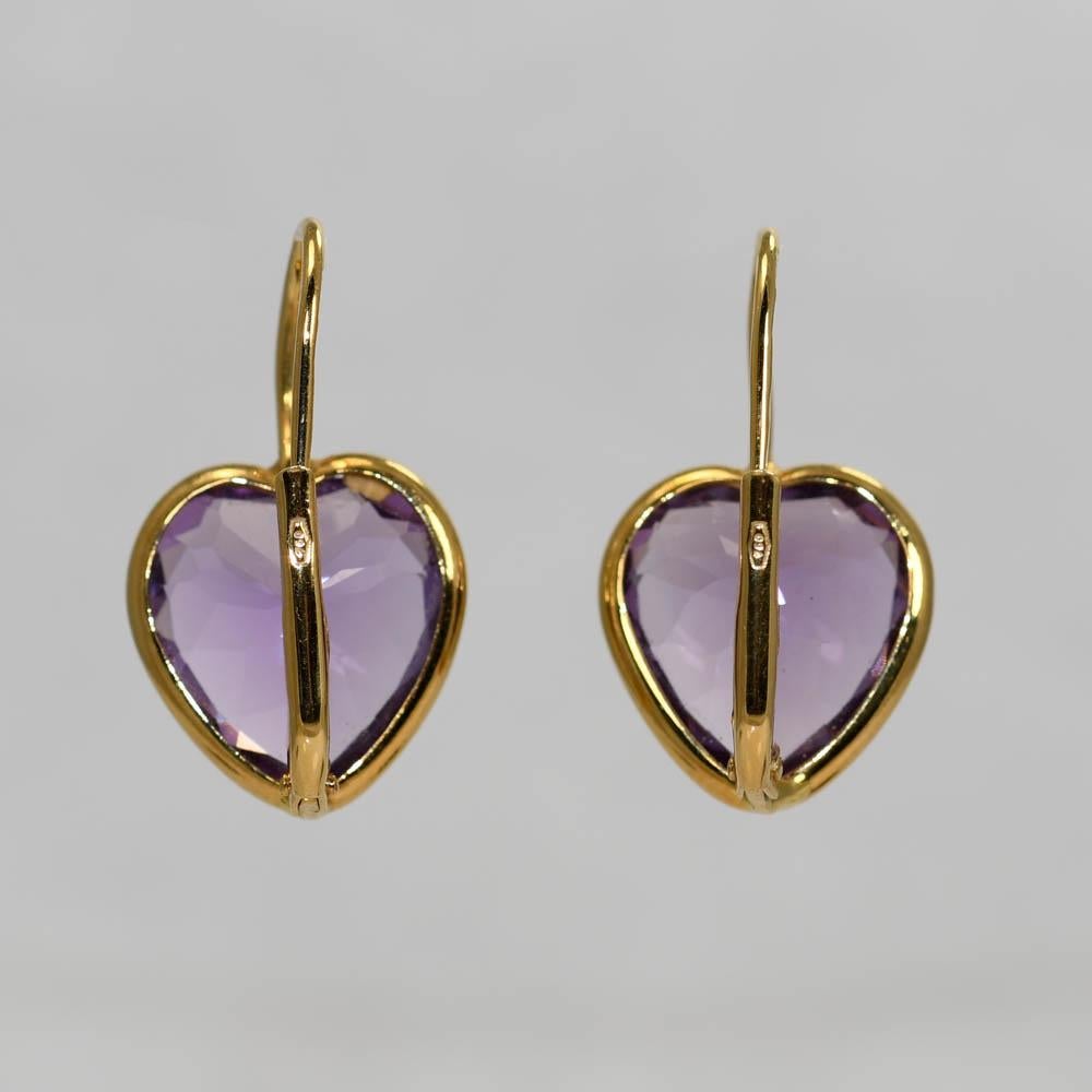 amethyst heart earrings gold