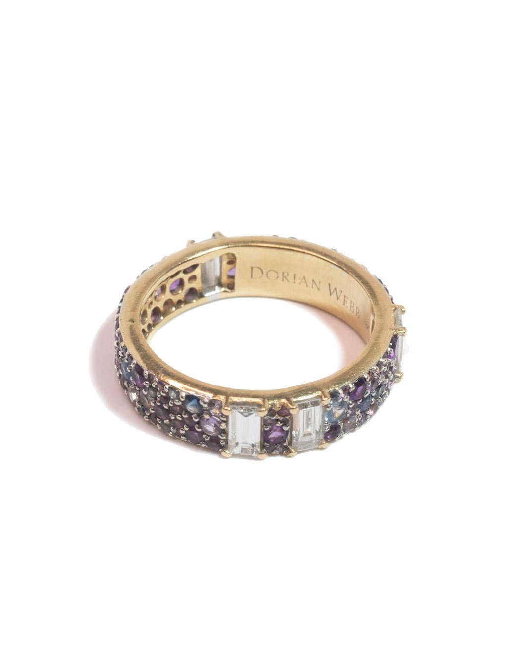 For Sale:  18K Yellow Gold, Amethyst, Lilac Sapphire and Diamond Band Ring 3