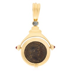 18K Yellow Gold Ancient Roman Coin Pendant — Nero, 45–68 A.D.