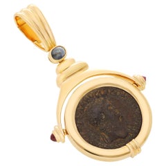 18K Yellow Gold Ancient Roman Coin Pendant — Nero, 45–68 A.D.
