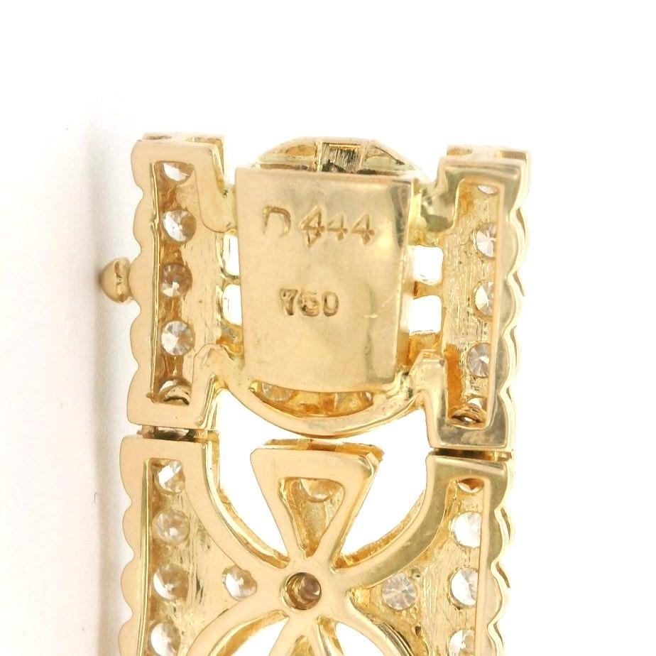 18k Yellow Gold and 4.44ct Diamond Panel Link 31g Vintage Bracelet 6.75