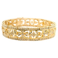 Bracciale vintage in oro giallo 18k e diamanti da 4,44 carati con maglie da 31 g, 6,75 pollici