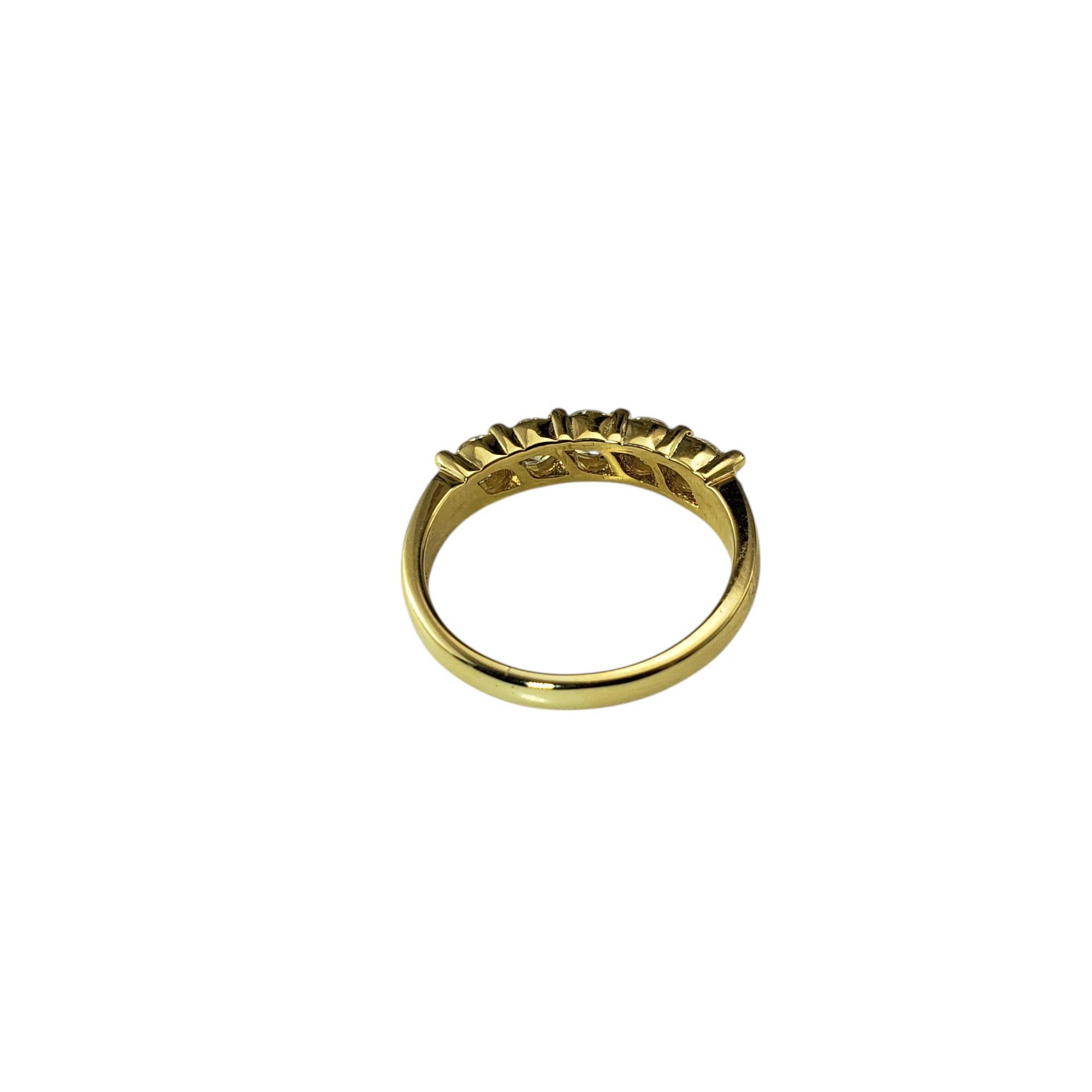 18K Yellow Gold and 5 Diamond Band Ring Size 8 #21122 For Sale 2