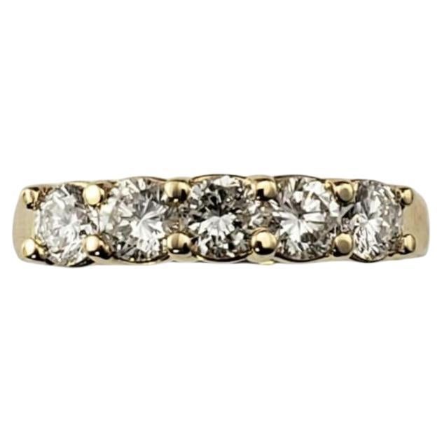 18K Yellow Gold and 5 Diamond Band Ring Size 8 #21122 For Sale