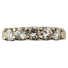 Bague à anneau en or jaune 18 carats et 5 diamants taille 8 n° 21122