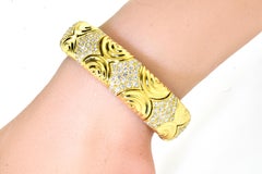 Oro giallo 18 carati e 6 carati di oro fino Bracciale flessibile contemporaneo con diamanti