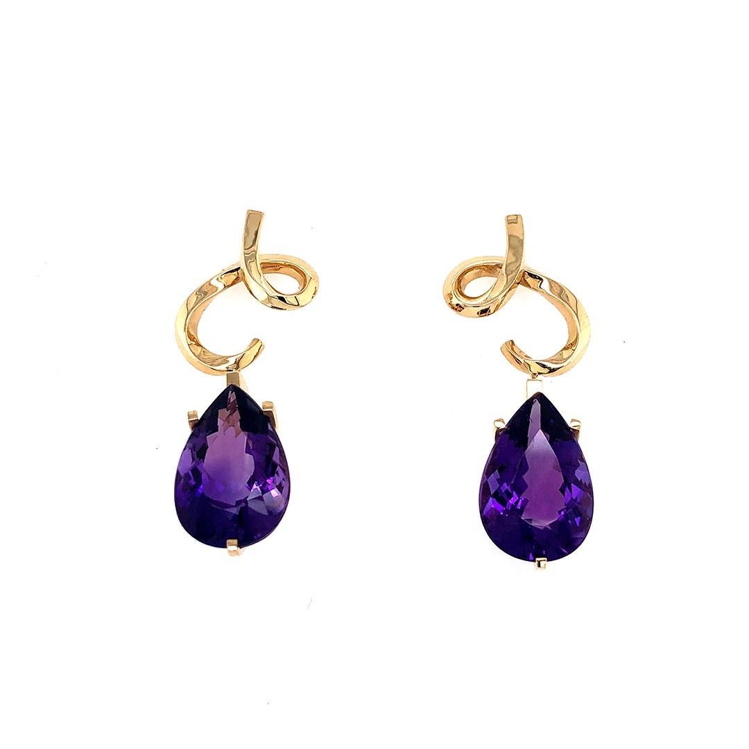18k yellow gold and amethyst earrings (B13462n) In New Condition For Sale In Teófilo Otoni, MG
