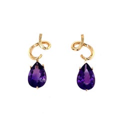 18k yellow gold and amethyst earrings (B13462n)