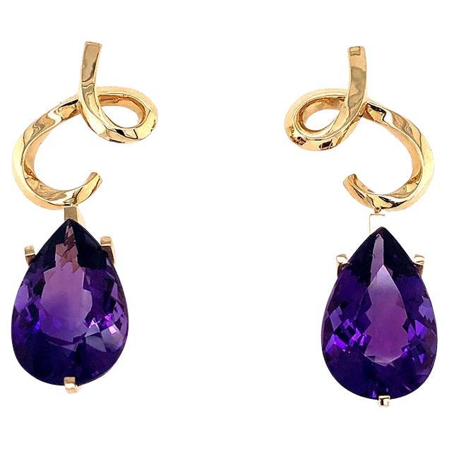 18k yellow gold and amethyst earrings (B13462n) For Sale