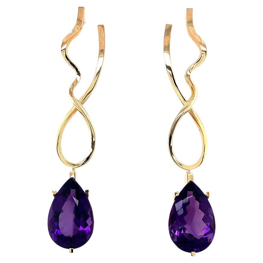 18k yellow gold and amethyst earrings (B13460n) For Sale