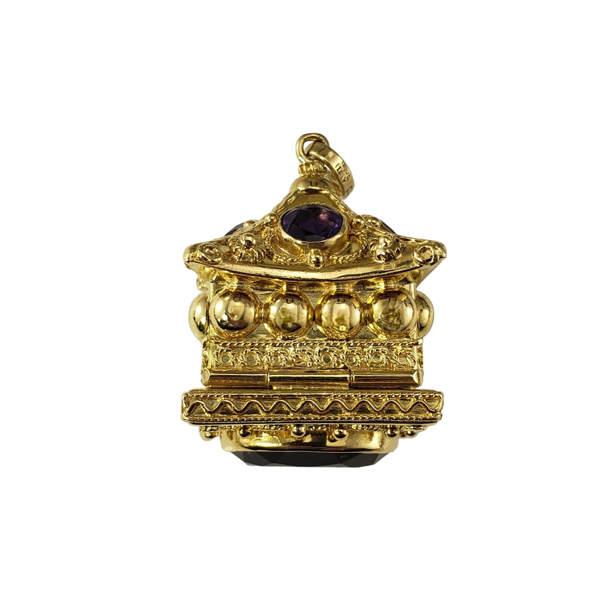 Women's 18K Yellow Gold and Amethyst Pill Box Pendant #18046