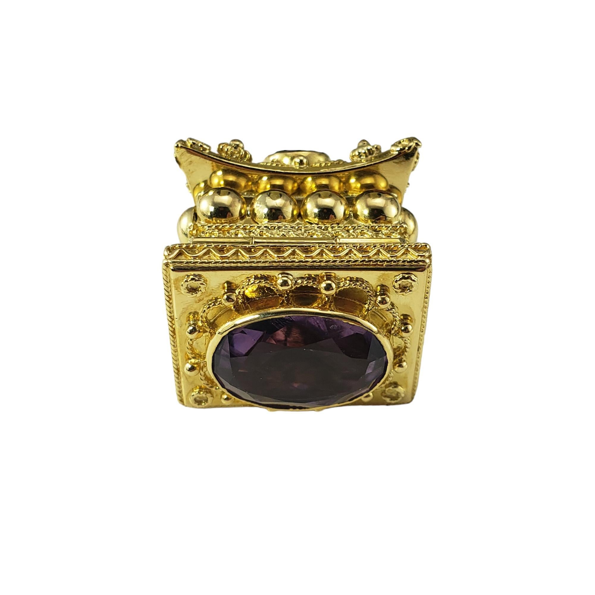 18K Yellow Gold and Amethyst Pill Box Pendant #18046 1