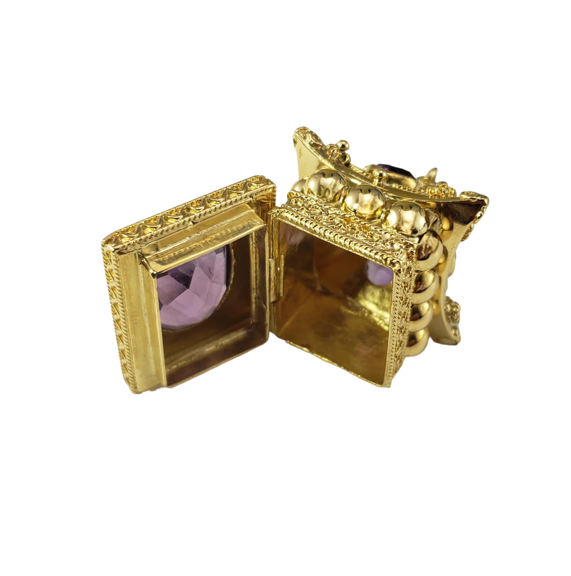 18K Yellow Gold and Amethyst Pill Box Pendant #18046 2