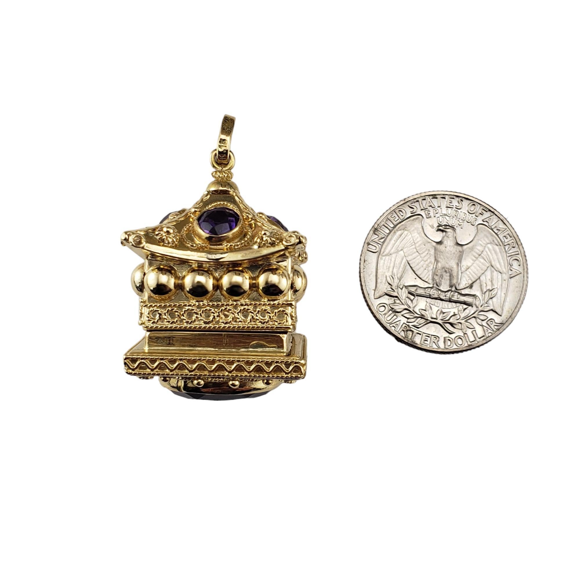 18K Yellow Gold and Amethyst Pill Box Pendant #18046 3