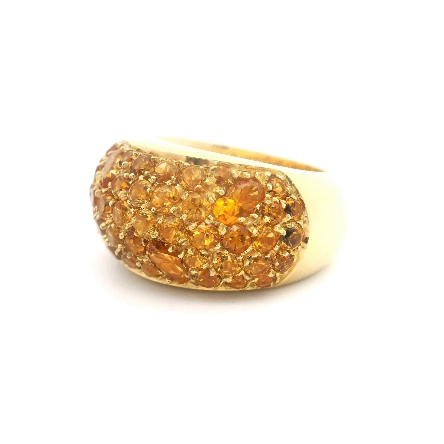 Anillo de oro amarillo de 18 quilates y citrino 15,3 g con racimo pesado Italia Talla 7 Corte redondo