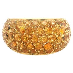 Anillo de oro amarillo de 18 quilates y citrino 15,3 g con racimo pesado Italia Talla 7