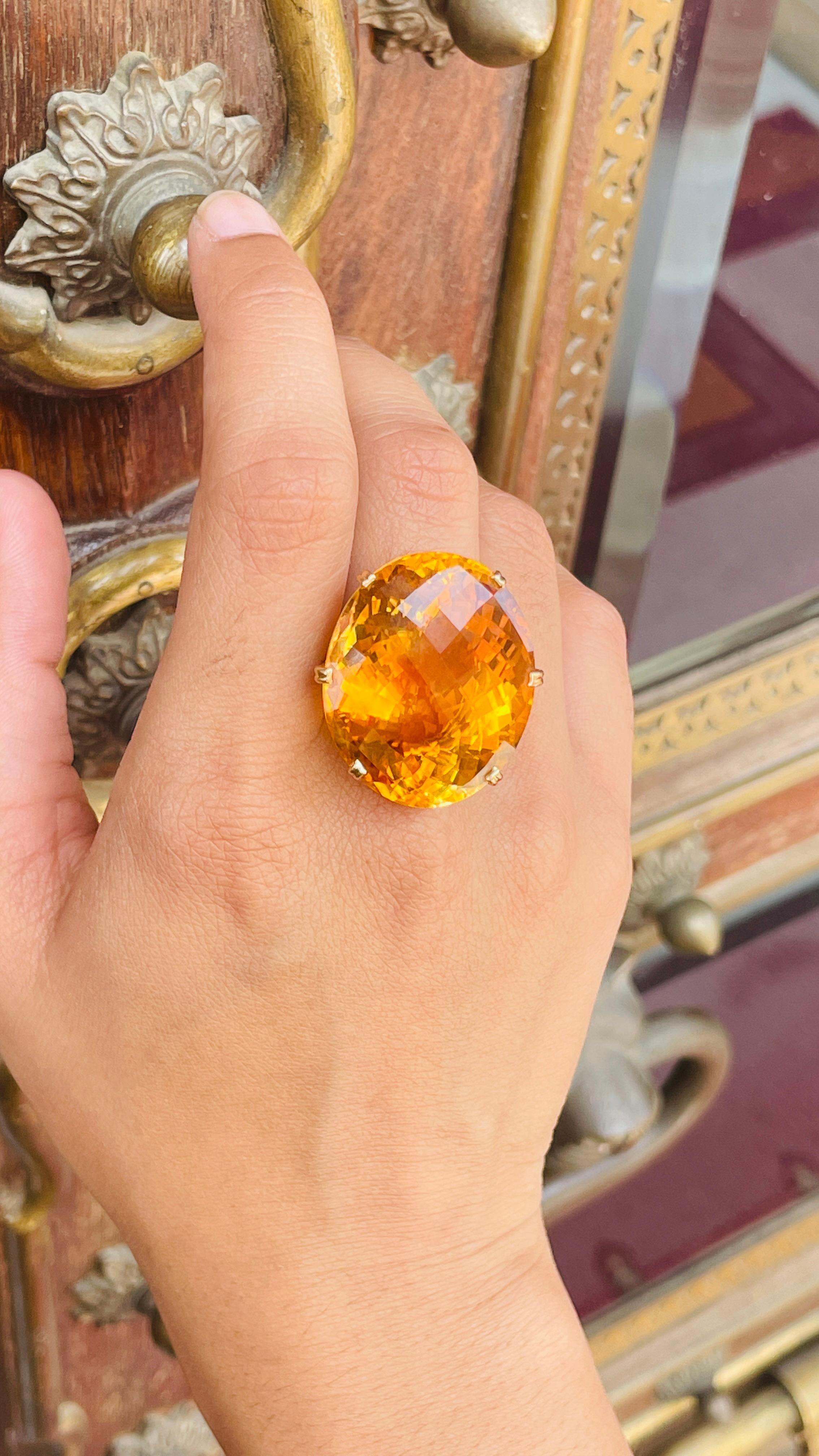 58.5 ct Citrine Satement Cocktail Ring in 18K Yellow Gold  3