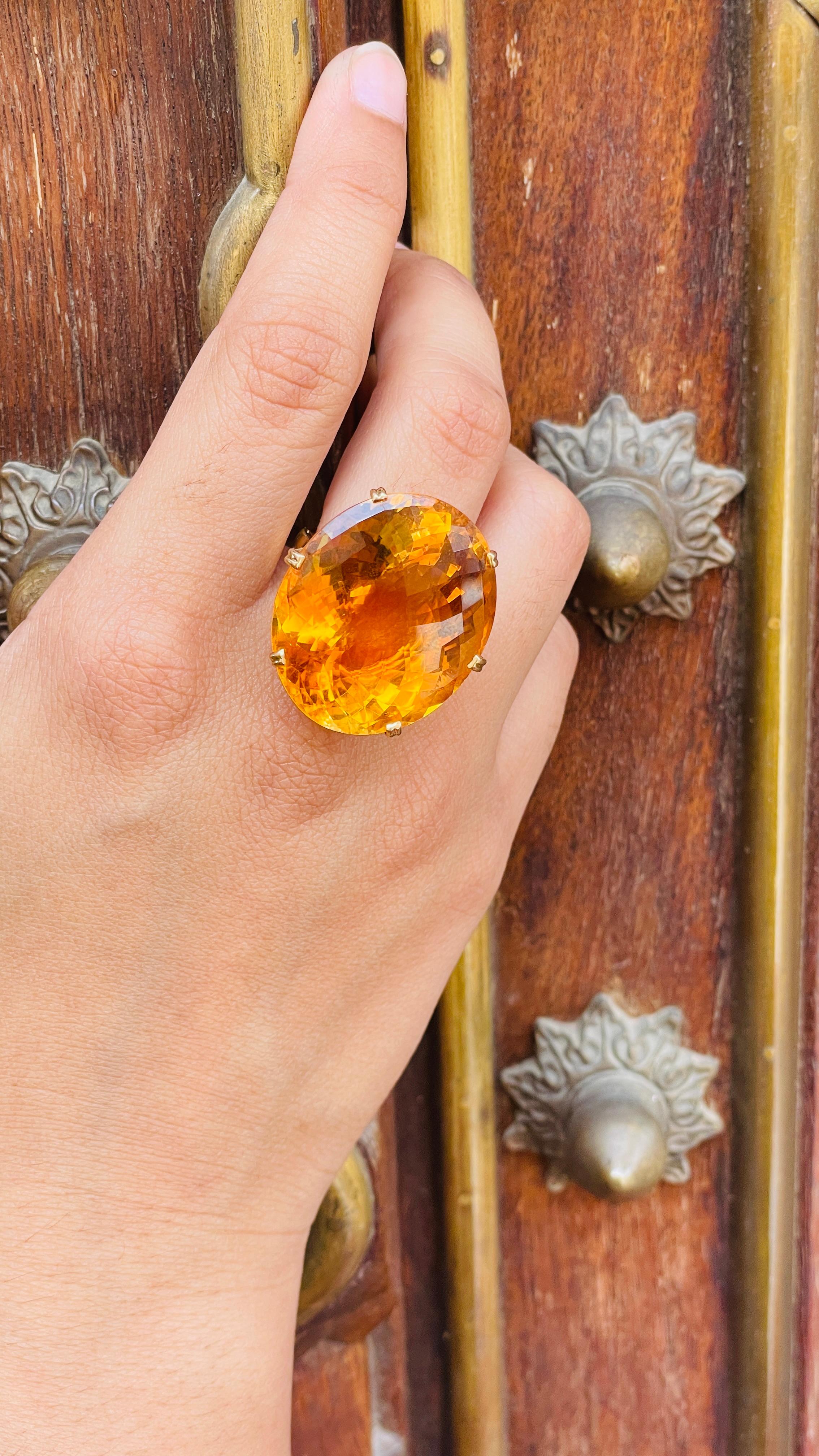 58.5 ct Citrine Satement Cocktail Ring in 18K Yellow Gold  4