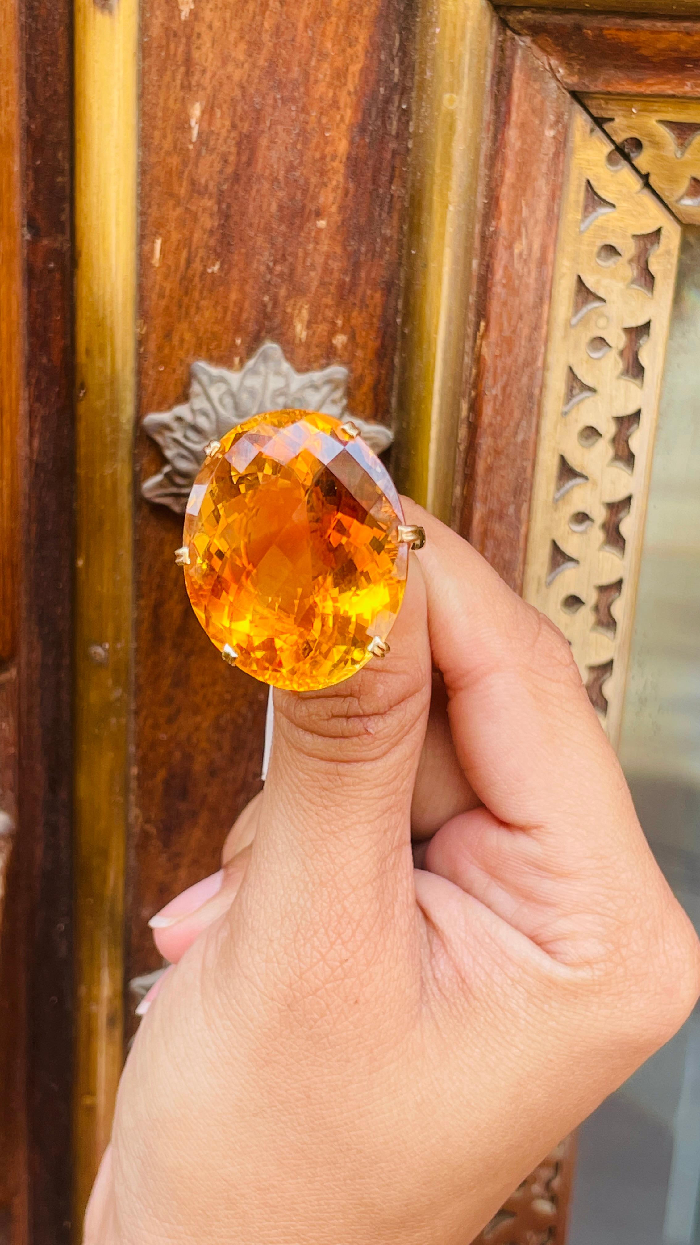 58.5 ct Citrine Satement Cocktail Ring in 18K Yellow Gold  5