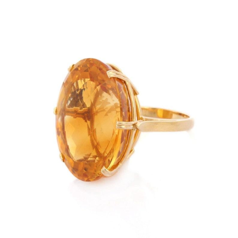 Mixed Cut 58.5 ct Citrine Satement Cocktail Ring in 18K Yellow Gold 