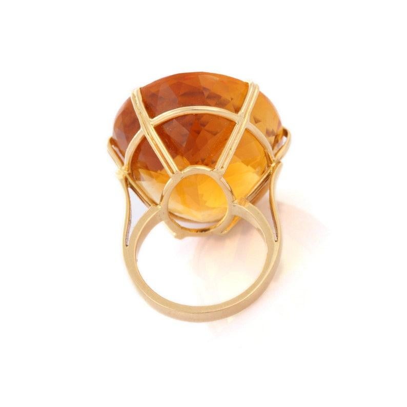 Women's or Men's 58.5 ct Citrine Satement Cocktail Ring in 18K Yellow Gold 