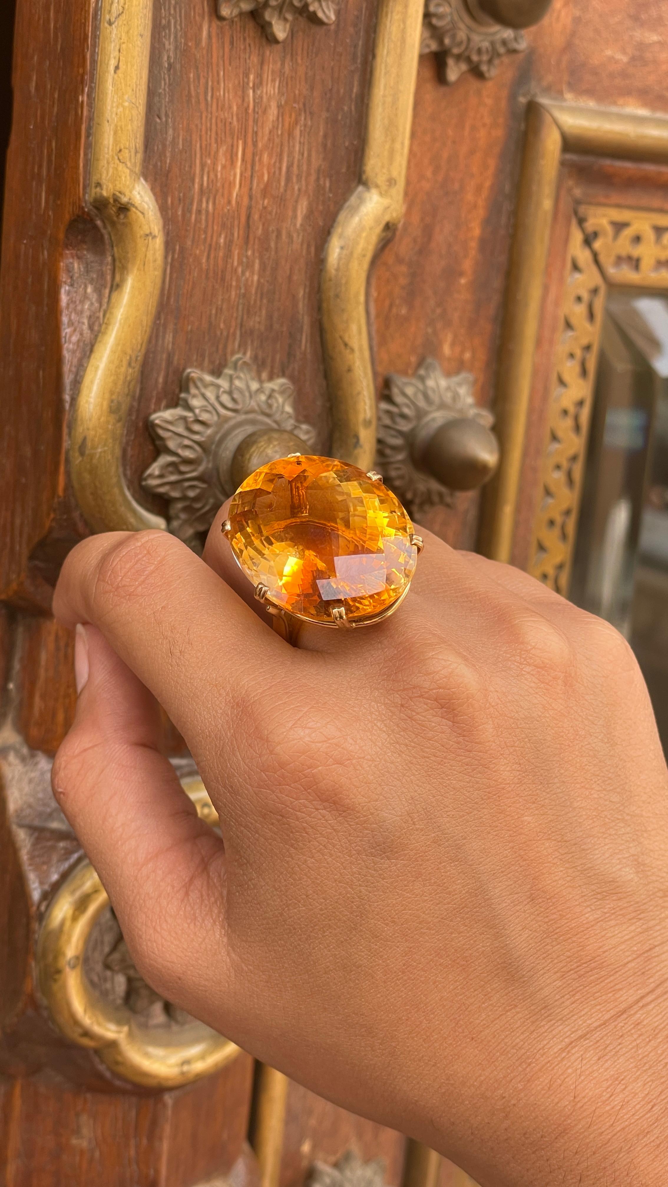 58.5 ct Citrine Satement Cocktail Ring in 18K Yellow Gold  1